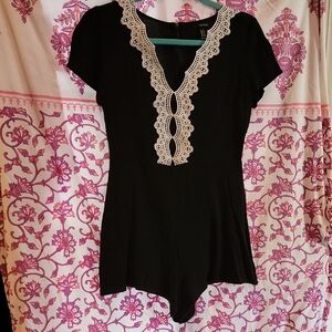 Pink and White Fitted Bodysuit with Cap Sleeves